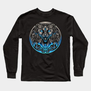 Egyptian satanic cat with ornaments Long Sleeve T-Shirt